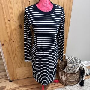 Abercrombie & Fitch Navy and White Striped Long Sleeve Dress